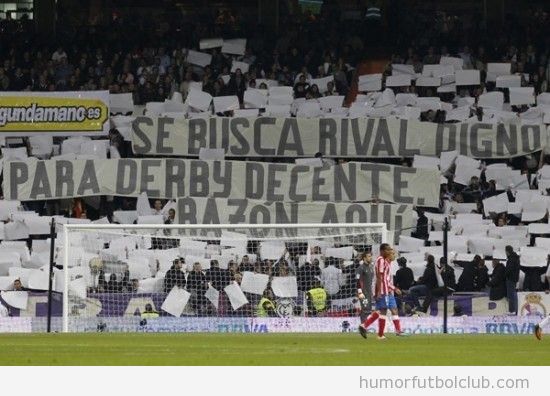 Pancarta Ultras Sur Se busca rival digno para derbi decente, Real Madrid vs Atlético Madrid