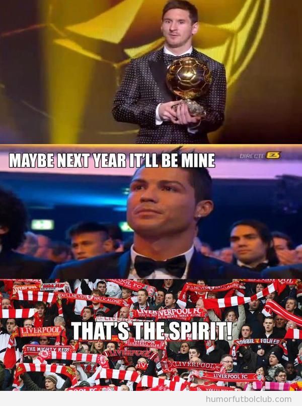 Foto de la cara de esperanza de Cristiano Ronaldo cuando Messi recoge Balón Oro 2012