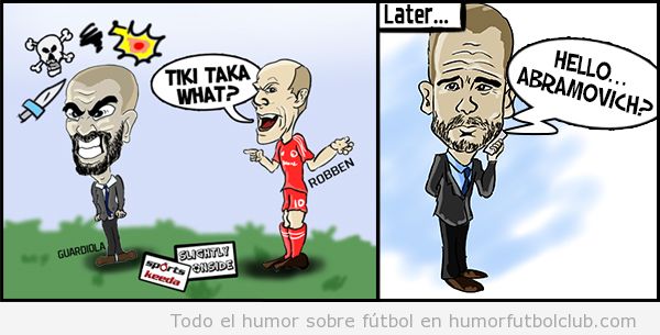Viñeta graciosa de Robben y Guardiola