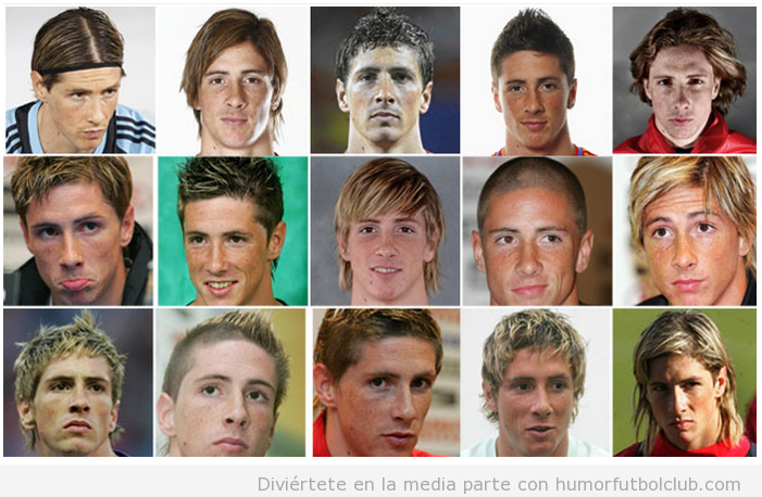 Diferentes peinados y cortes de pelo de Fernando Torres a lo largo de los años