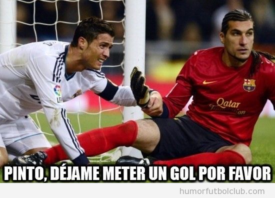 Meme gracioso de Cristiano Ronaldo y Pinto en Copa Rey