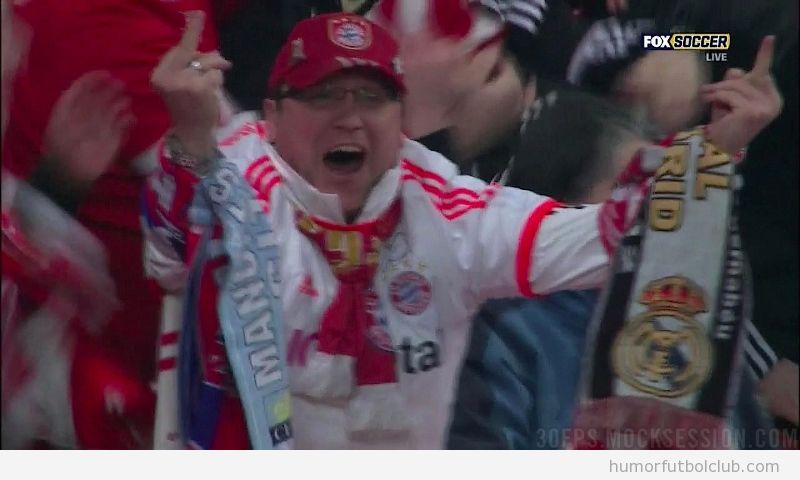 Aficionado del Bayern de Munich hace doble churro al Arsenal