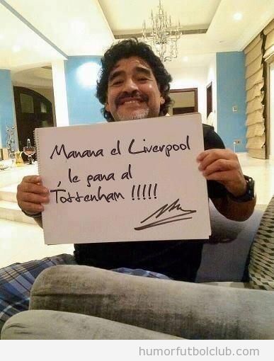 Foto curiosa de Maradona predice la victoria del Liverpool Vs Tottenham