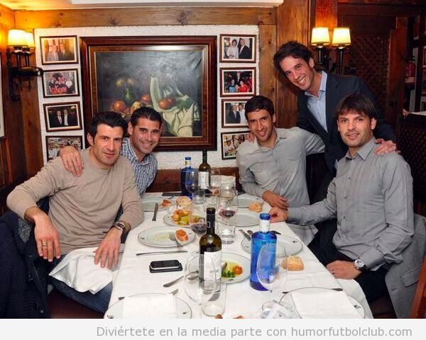 Los Galácticos Figo, Hierro, Raul y Morientes se reunen en Madrid para comer juntos