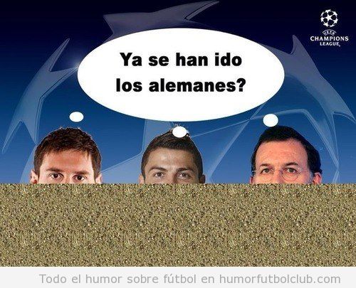 Fotomontaje gracioso, Messi, Cristiano y Rajoy escondidos