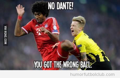 Meme gracioso, patada de Dante en la final de la Champions League