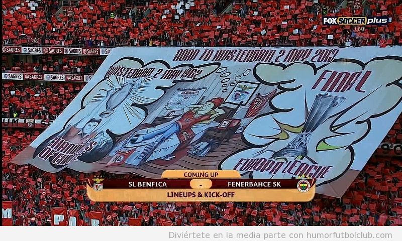 Imagen del tifo del Benfica ante el Fenerbahce UEFA Europa League