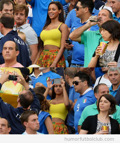 Fanny Neguesha, novia de Balotelli, en la Copa confederaciones de Brasil