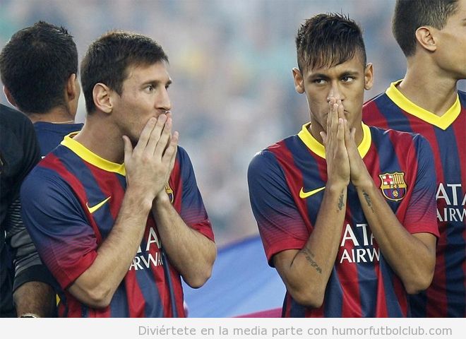 Imagen graciosa de Neymar y Messi con las manos en la boda