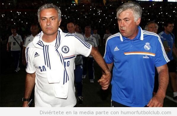 Foto curiosa de Mourinho y Ancelotti cogidos de la mano