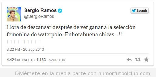 Tweet gracioso de Sergio Ramos sobre waterpolo femenino