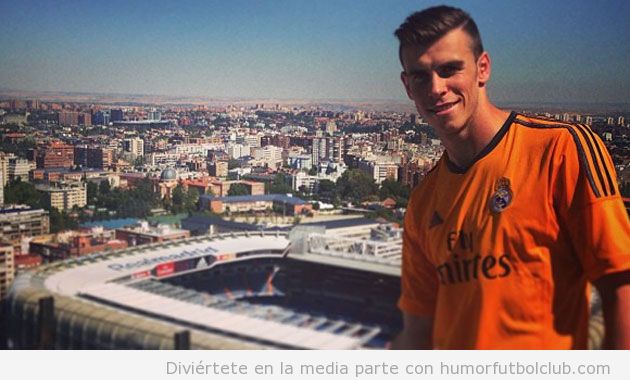Iamgen de Bale desde su casa con vistas al estadio Bernabeu
