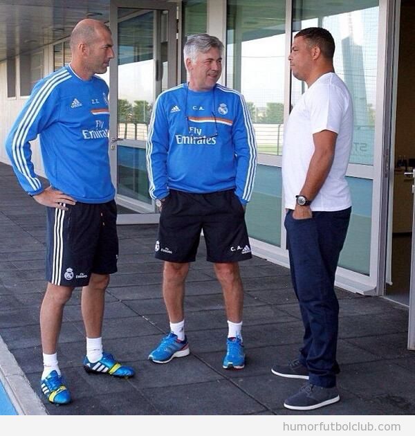 Foto de Ronaldo Nazario con Zidane y Ancelotti