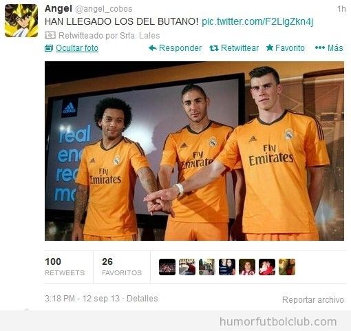 Tweets graciosos fútbol sobre la camiseta naranja del Real Madrid