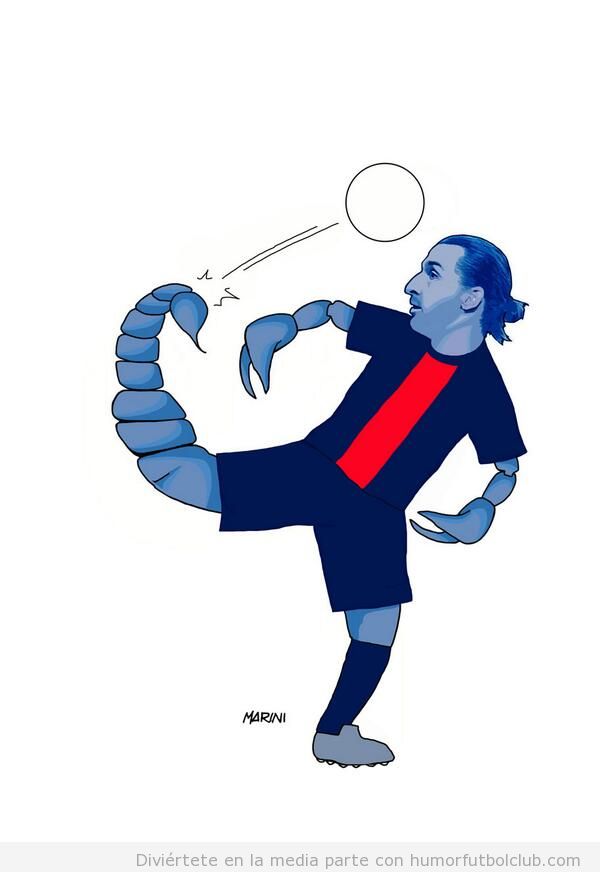 Viñeta graciosa de Ibrahimovic convertido en escorpión