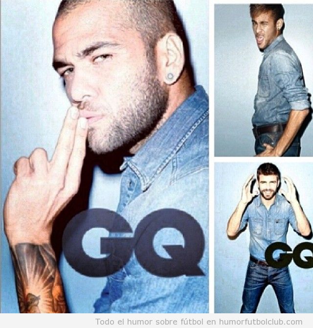 Alves, Neymar y Piqué posan con tejanos para la revista GQ
