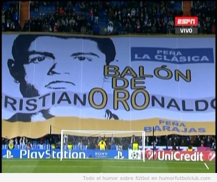 Pancarta Bernabeu Cristiano Ronaldo Balón de oro