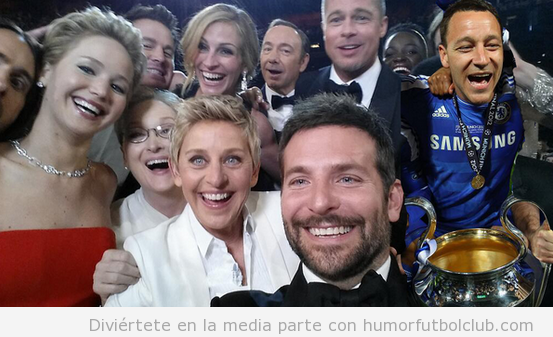 Foto graciosa dle Selfie Oscar con John Tierry del Chelsea