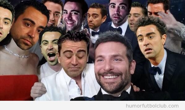 Fotomontaje gracioso Photoshop Selfie Oscar cion Xavi del Barça