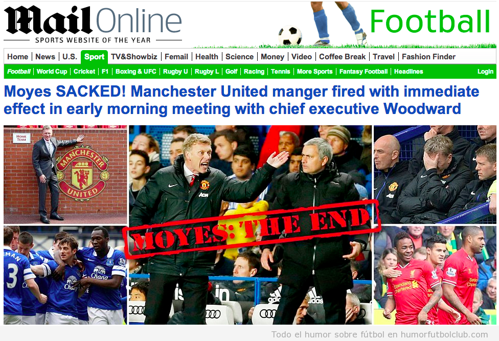 David Moyes despedido como entrenador del Manchester United