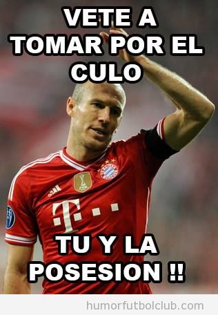 Meme gracioso sobre Robben y la posesión del balón de Guardiola