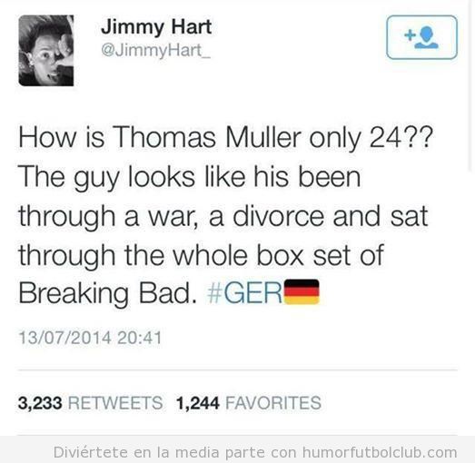 Tweet gracioso sobre Thomas Muller y su edad
