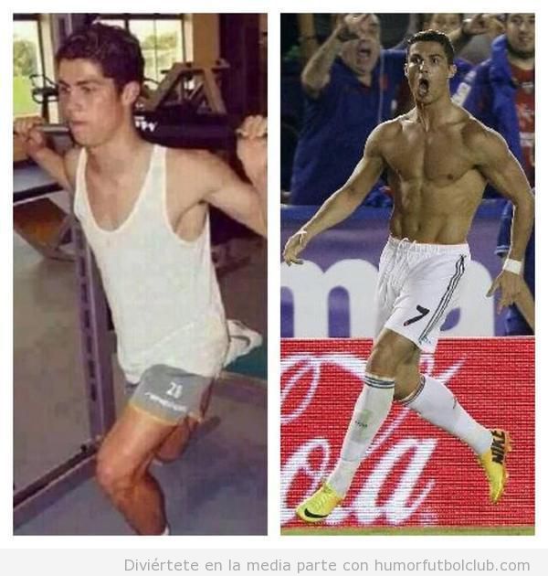 Foto Cristiano Ronaldo de joven cuando empezó a hacer pesas