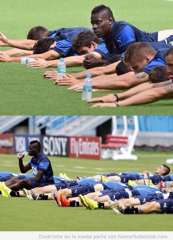 Foto graciosa Balotelli haciendo el vago en un entrenamiento