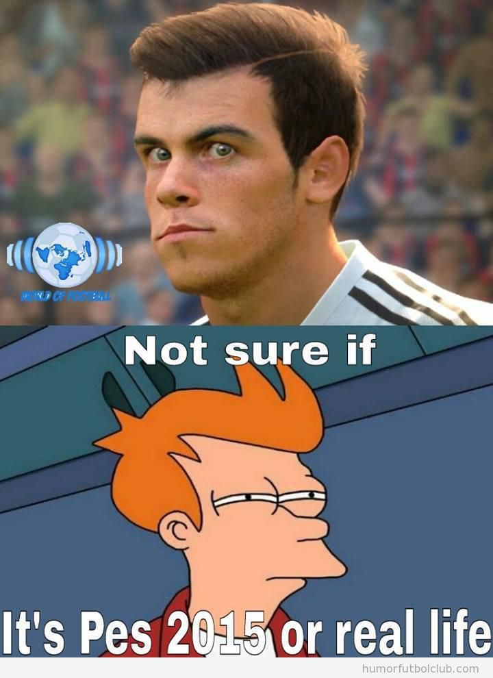 Meme gracioso Gareth Bale PES 15 y Futurama