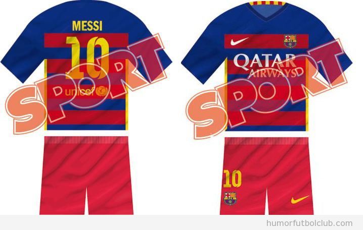 Diseño equipación Barça 2015 con rayas horizontales