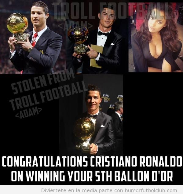 Meme gracioso Cristiano Ronaldo 5º Balón Oro
