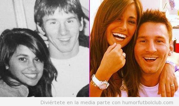 Foto bonita Messi y su novia de jóvenes