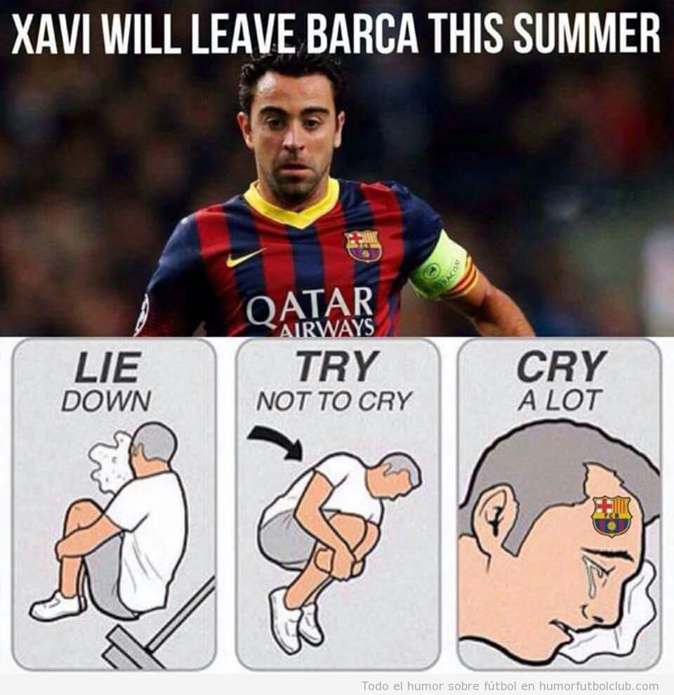 Viñeta graciosa, Xavi se va del Barça