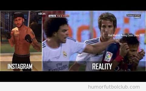 Meme gracioso, Instagram vs Realidad versión Neymar