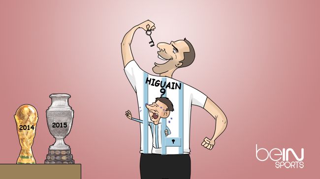 Viñeta graciosa Higuaín y  Messi en final Copa América 2015