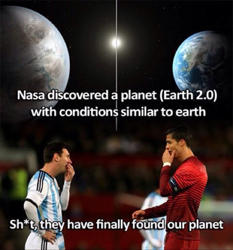 Foto dos planetas habitables, uno para Messi y otro para Cristiano