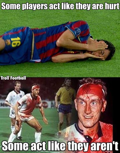 Meme gracioso, los futbolistas de verdad juegan heridos