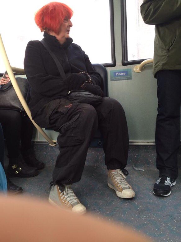 Roy Hodgson con peluca en el transporte público