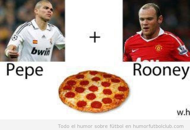 Futbolistas Pepe y Rooney hacen la pizza de peperoni
