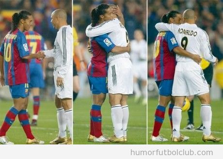Amistad entre Ronaldinho del Barça y Ronaldo del Madrid
