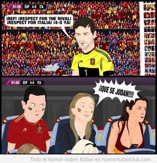 Viñeta graciosa en la que Andrea Fabra, del PP, en la final de la Euro 2012 dice que se jodan a los Italianos