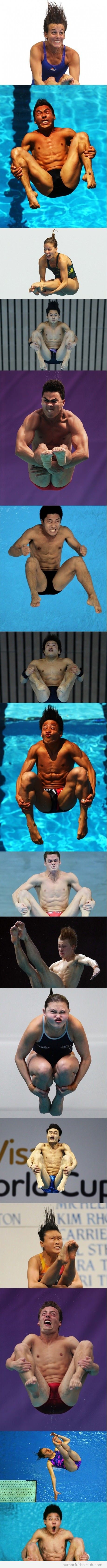 Fotos graciosas de las caras de los nadadores de salto trampolín Juegos Olímpicos 2912
