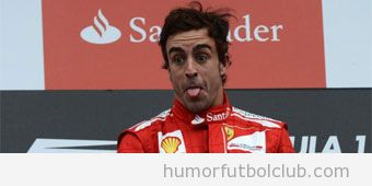 Fernando Alonso saca la lengua en el podio de HOCKENHEIM tras ganar GP