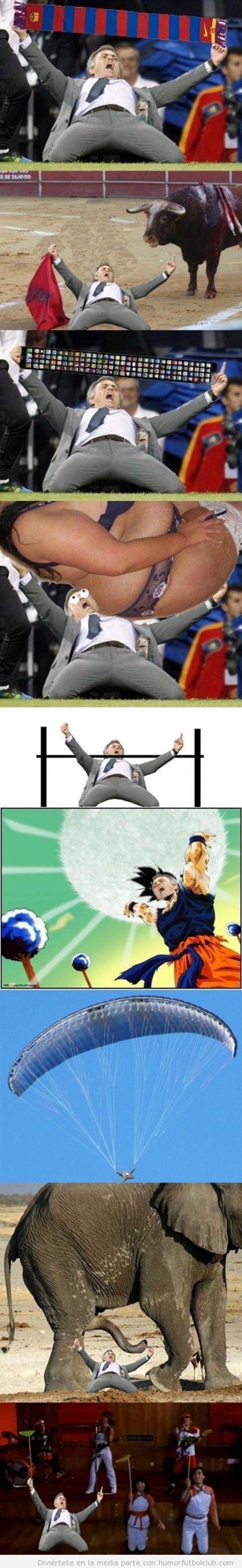 Meme con fotomontajes de Mourinho celebrando el gol de Cristiano ante el Manchester