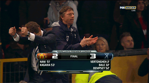 Gif animado gracioso de Andre Villas Boas celebrando victoria Tottenham Hotspur