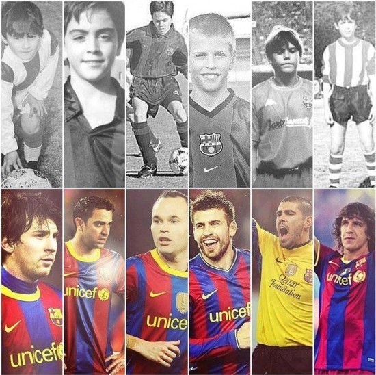 Fotos de Messi, Xavi, Iniesta, Piqué, Valdés y Puyol de niños