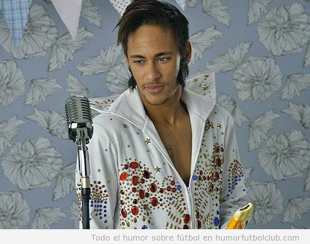 Neymar disfrazado de Elvis Presley