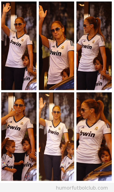 Jennifer López y sus hijos con la camiseta del Real Madrid