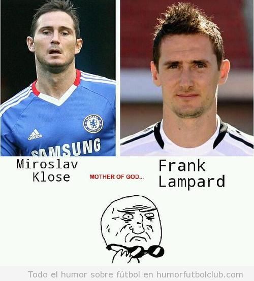 Parecido razonable entre los futbolistas Miroslav Klose y  Frank Lampard