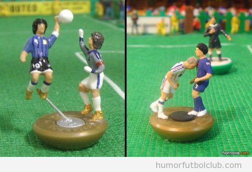 Juego de mesa de fútbol con el cabezazo de Zidane y la mano de Dios de Maradona